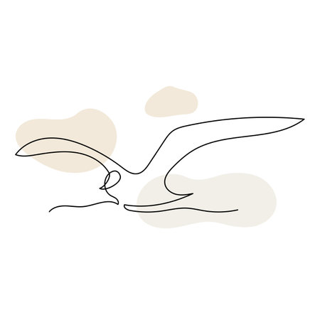 Flying seagull line art. Contour drawing. Minimalism art.のイラスト素材