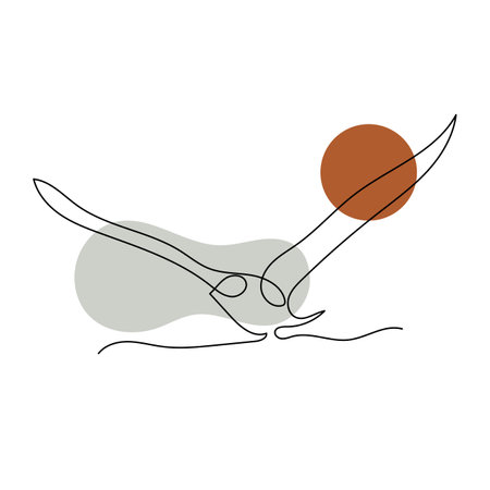 Flying seagull line art. Contour drawing. Minimalism art.のイラスト素材