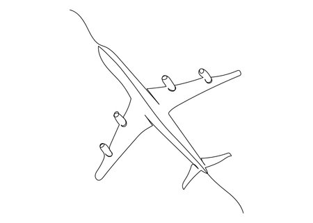 Continuous line drawing of an airplane. Minimalism art.のイラスト素材