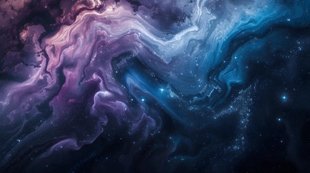 This image captures the mesmerizing essence of a cosmic marble galaxy, with swirling purple and blue tones that resemble a celestial dreamscape.の素材