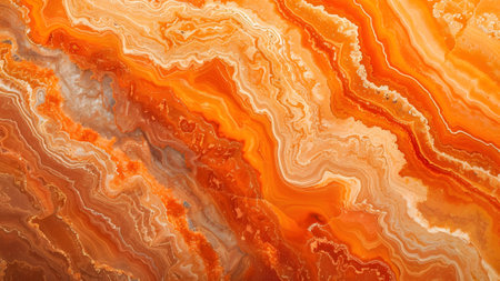 This image showcases the intricate and vibrant layers of an orange agate stone, highlighting the natural beauty and complexity of mineral formations.の素材