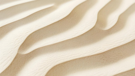 Smooth sand dunes captured in soft lighting, creating a serene and minimalist desert landscape texture.の素材