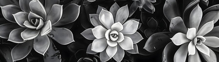 Monochrome Succulent Garden with Clean Simple Lines A Peaceful Minimalist Botanical Compositionの素材