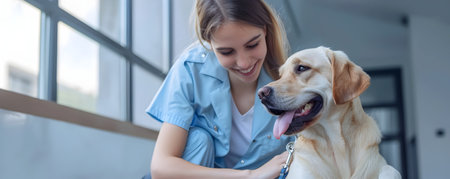 Veterinary Behavior Specialist Providing Therapeutic Support to Anxious Canine in Quiet Comforting Office Environmentの素材