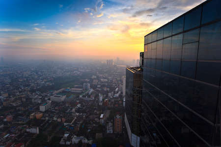 Top view building sunset time in the middle of Bangkok of Thailandの写真素材