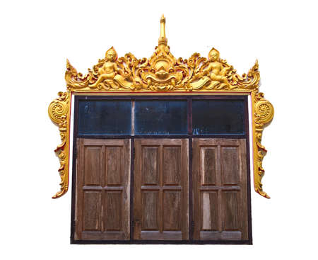 traditional thai style temple window の写真素材
