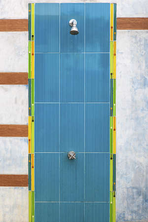 Blue white abstract background and showerの写真素材