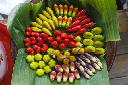 Top view of fruit candy in thai style