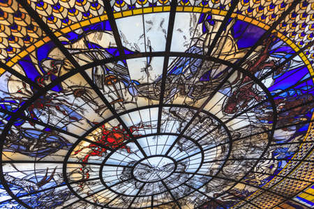 Stained glass background on the top viewのeditorial素材