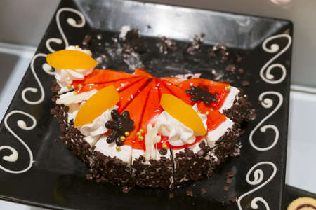 A fruit cake and chocolateの写真素材