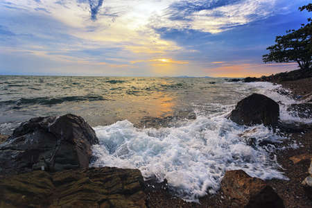 sea waves background beating to the stones