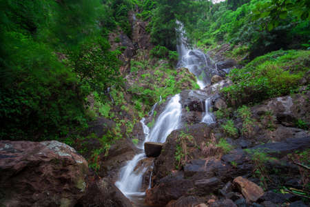Waterfall in deep forest, national park, Saraburi, Thailandの写真素材