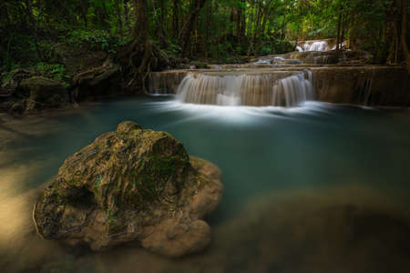 Waterfall in deep natural forestの写真素材