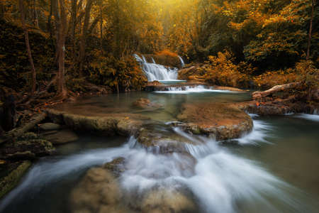 Waterfall in natural deep forestの写真素材