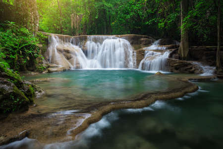 Waterfall in natural deep forestの写真素材
