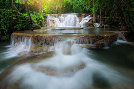 Waterfall in natural deep forestの写真素材