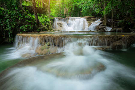 Waterfall in natural deep forestの写真素材