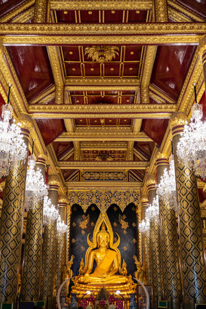 Buddha statue in Thai famous templeの写真素材