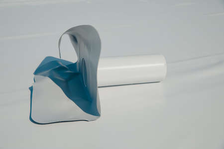 Side drain pipe for flat roof with PVC and EPDM synthetic membrane systemの写真素材