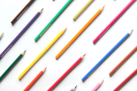 Color Pencils - Top view flat layの写真素材