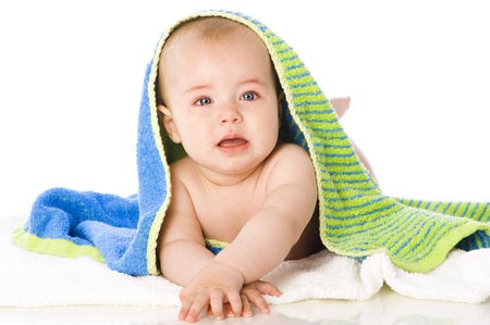 Freshly bathed babyの写真素材