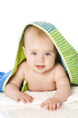 Freshly bathed babyの写真素材