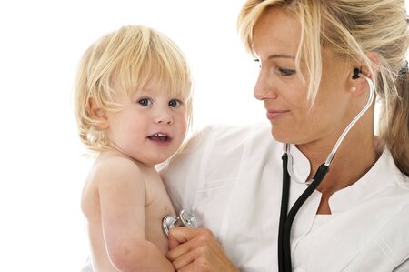 Female doctor investigated childの写真素材