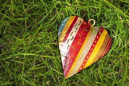 A patterned hearts in the grassの写真素材