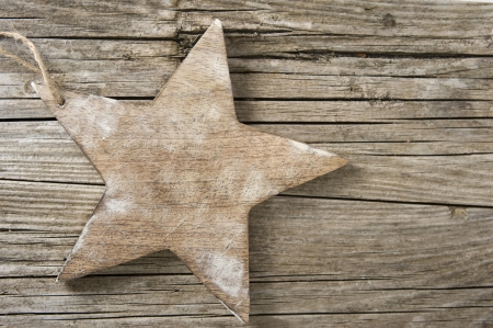 Star on woodの写真素材
