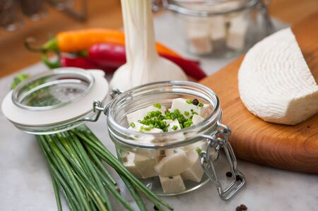 Cheese in oilの写真素材