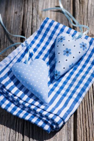 Two hearts on wooden backgroundの写真素材