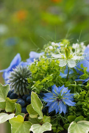 Small bouquet with blue flowers