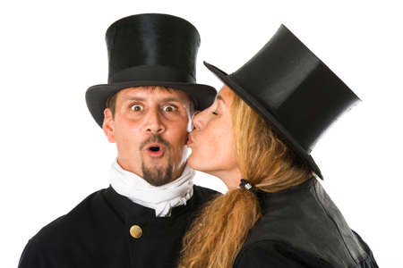 Chimney sweeper couple isolated on white