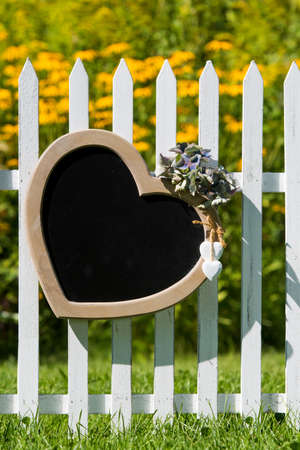 Heart on a wooden fenceの写真素材