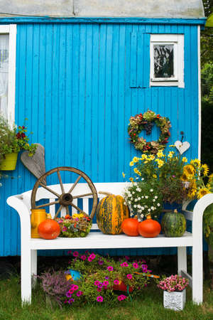 Autumn decoration in a gardenの写真素材