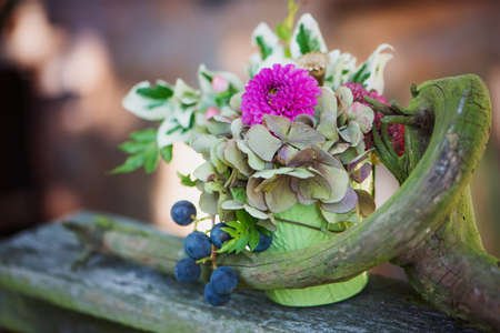 Little floral arrangement with hydrangea blossoms