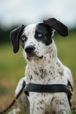 Mixed breed dog in nature background