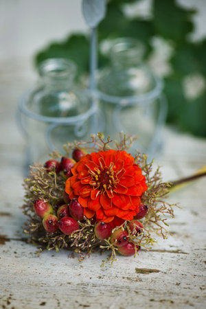 Little flower bouquet in a gardenの写真素材