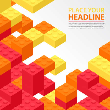 Abstract vector background with warm tone colorful blockのイラスト素材