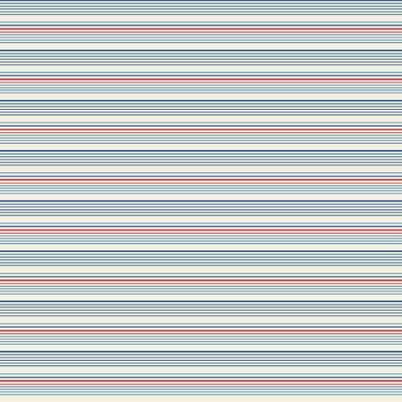 Seamless vector thin tiny stripe vintage pattern with colored horizontal parallel stripes in navy, red, blue and cream background. Surface pattern design.のイラスト素材