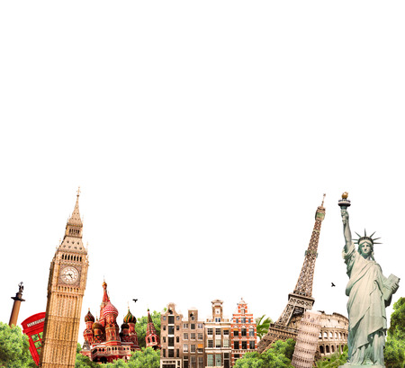 Travel, tourism collage with the world s sightsの写真素材