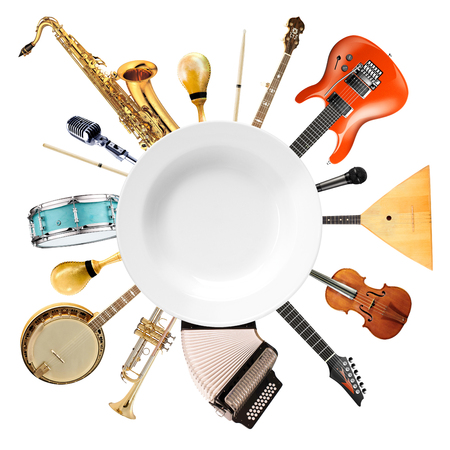 Musical instruments, orchestra or a collage of musicの写真素材