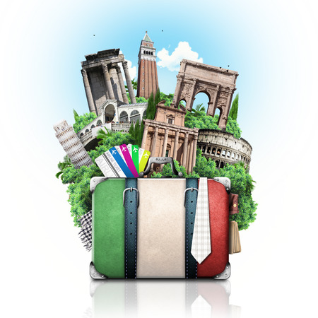 Italy, attractions Italy and retro suitcase, travelの写真素材
