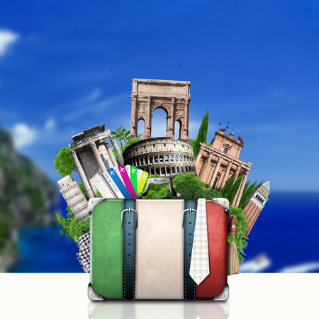 Italy, attractions Italy and retro suitcase, travelの写真素材