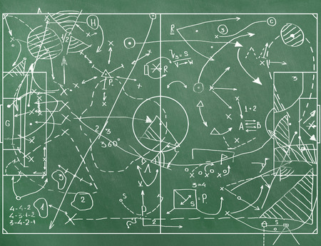 	Football field with markings coaching setting for the gameの写真素材