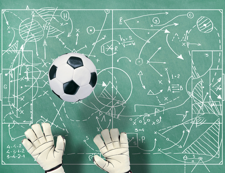 	Football field with markings coaching setting for the gameの写真素材