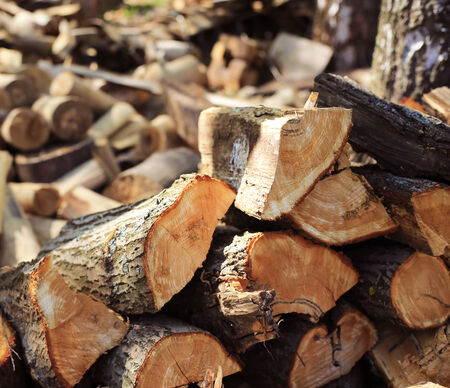 Pile of firewood in the village, wood, backgroundの写真素材