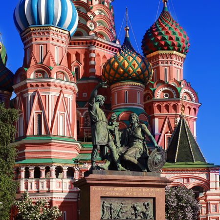 Russia, Moscow, St  Basil s Cathedral on red squareの写真素材