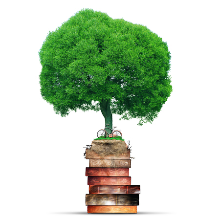 Tree of knowledge, old vintage books, symbol educationの写真素材