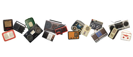 Dance retro recorders, audio system, collage of musicの写真素材